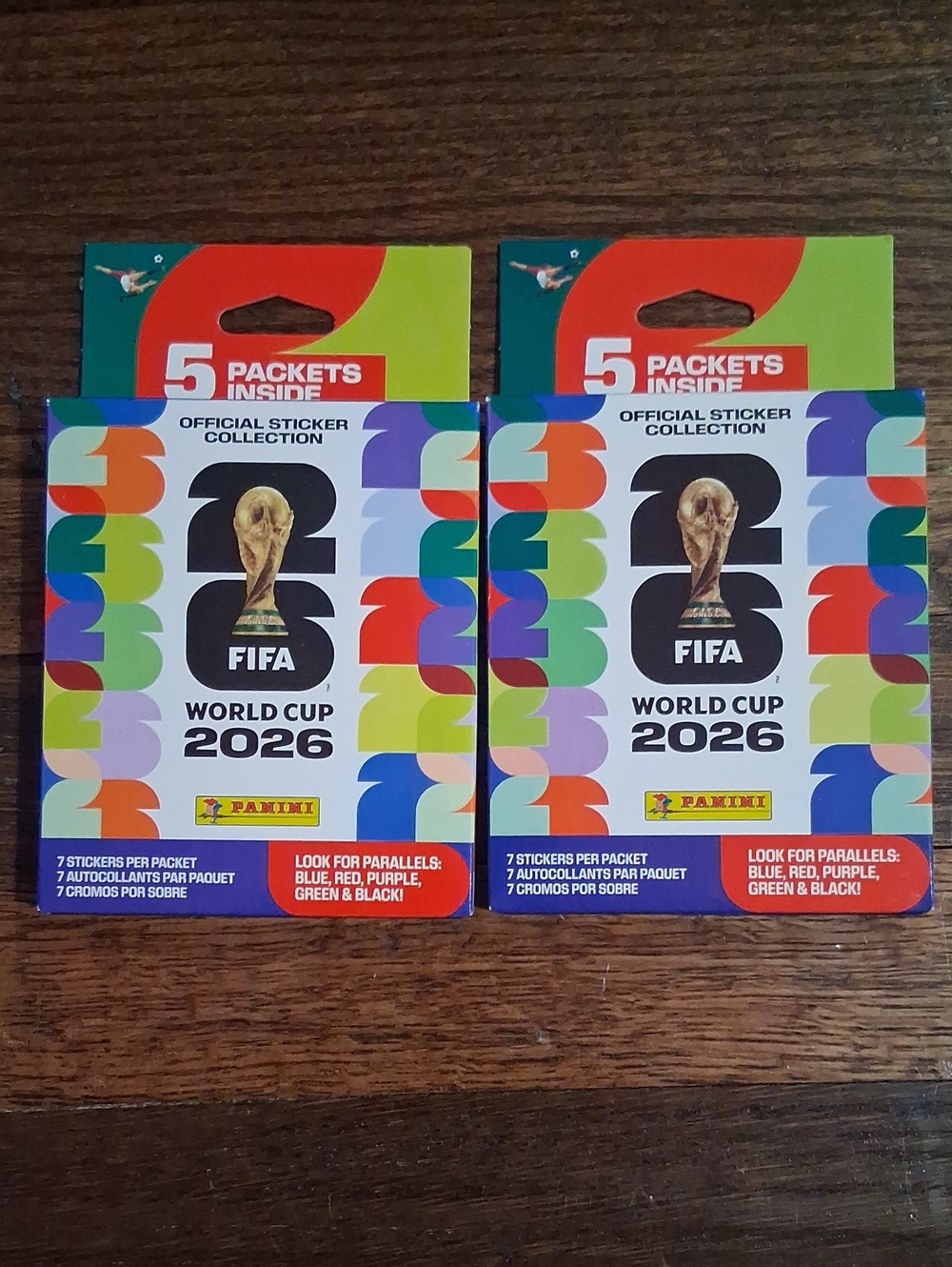 Panini World Cup 2026 Sticker Pack - Blue, Green, Red, Purple, Gold